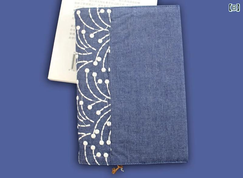 フロントップ楽天市場店のブックカバー 布 和風 刺繍 手帳 文庫 書籍 日記 ノート 保護 防塵 文房具 雑貨 洗える シニア 母の日 プレゼント シンプル おしゃれ 花柄｜アングル2