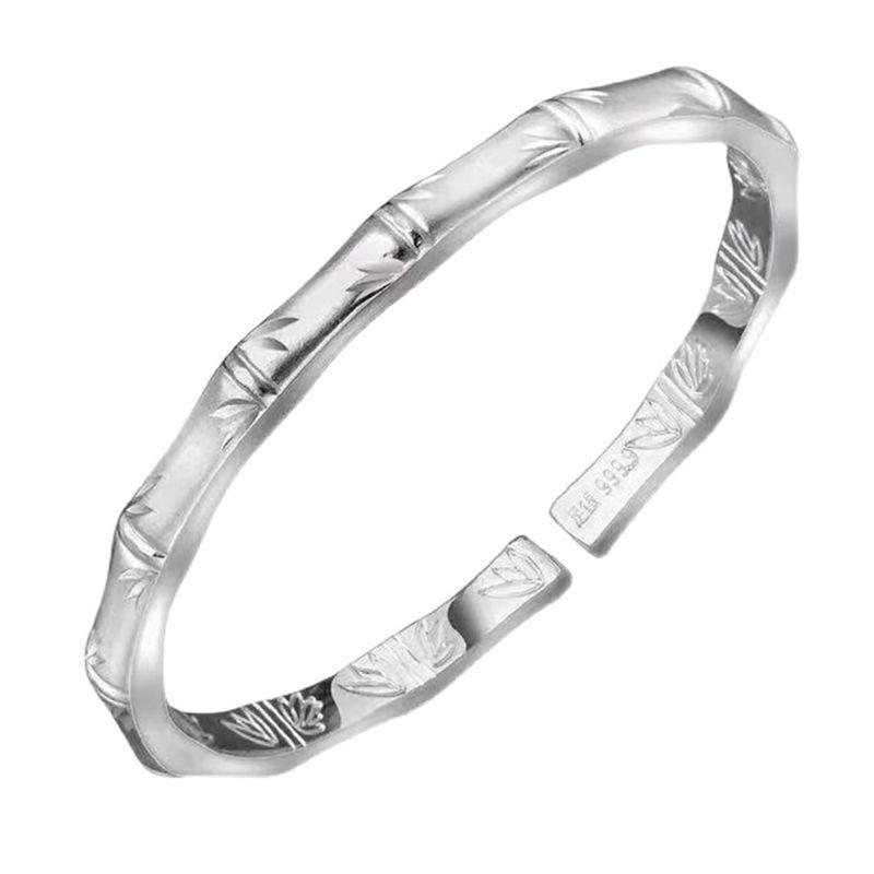 White Coral - ブレスレット レディース 大人 上品 アクセサリー バングル 竹モチーフ レトロ ギフト 銀 シルバー シンプル カジュアル おしゃれ