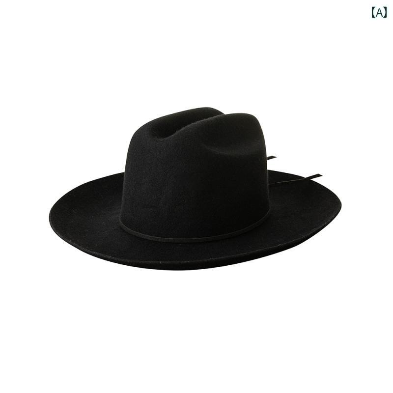 Knit Hat - ハット レディース 帽子 おしゃれ ウール フェルト つば広 ジャズ ベージュ 秋冬 紐飾り アウトドア 街歩き