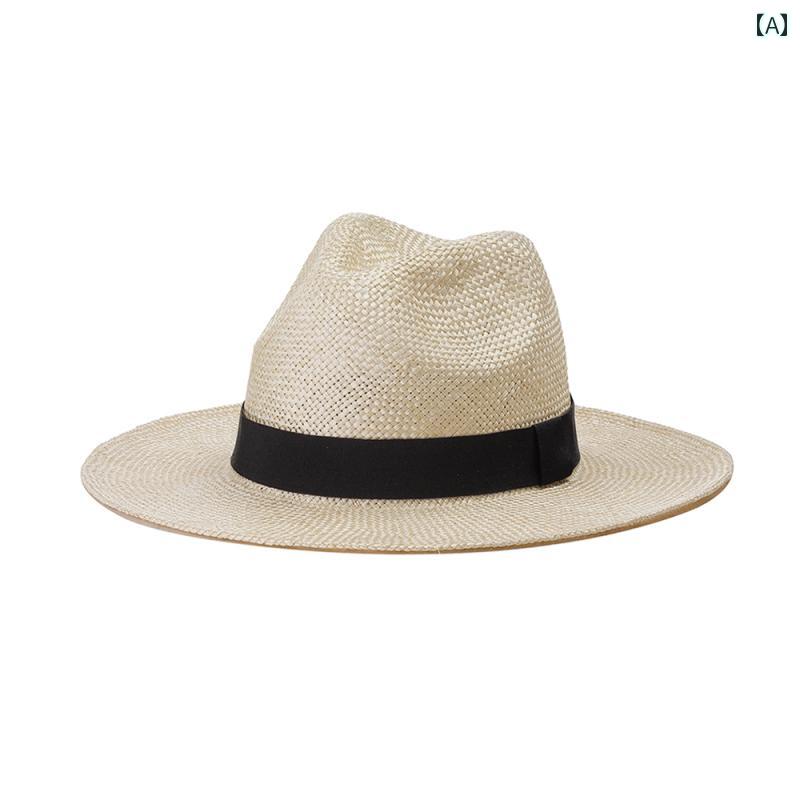 Knit Hat - ハット レディース 帽子 おしゃれ クラシック リボン 剣麻 ジャズ 草帽 屋外 旅行 カジュアル 日除け ジャズ帽 合わせやすい 剣麻