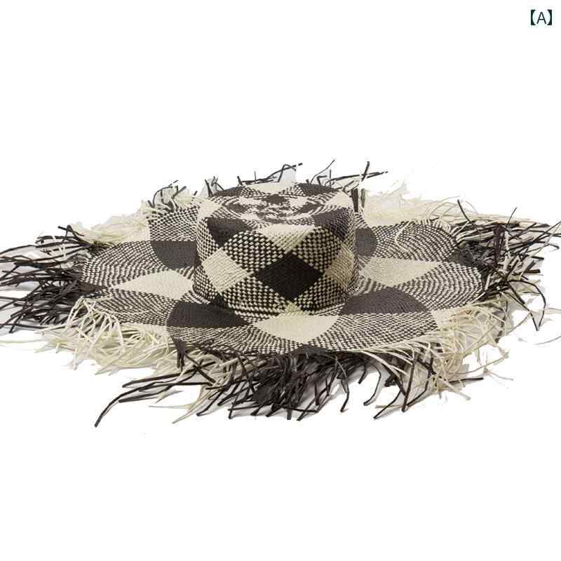 材質: 草編 サイズ: M（56-58cm） 柄: 幾何色ブロック デザイン: 無地 カラー: 図色 帽子の形: 平檐 使用シーン: お出かけ 帽子トップデザイン: 平トップ タイプ: 草帽