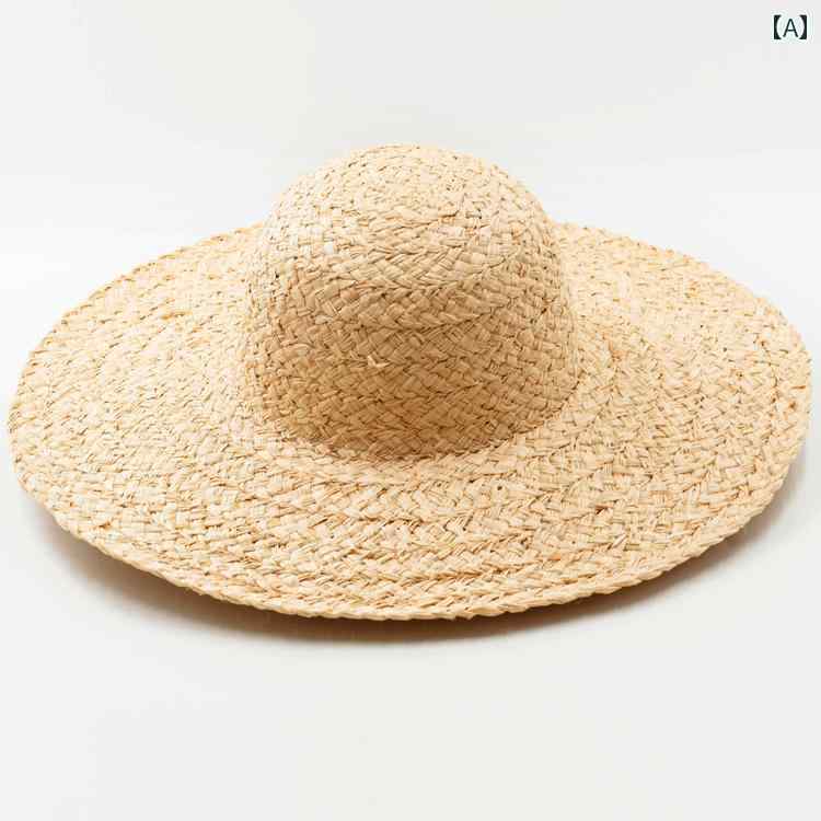 ハット レディース 麦わら 帽子 おしゃれ 春夏 高級 ラフィア 大きめ つば 日よけ 森ガール カジュアル