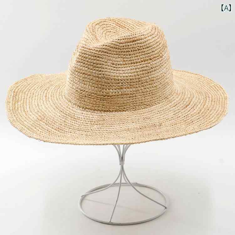 Knit Hat - ハット レディース 麦わら 帽子 おしゃれ 手作り ラフィア 細 夏 日焼け防止 サン