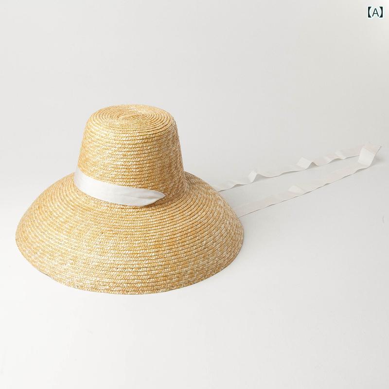 麦わら帽子 レディース おしゃれ ストローハット リボン 春夏 日よけ ビーチ