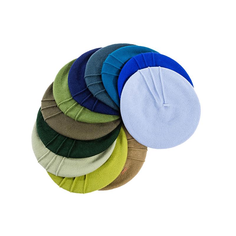 ベレー帽 レディース オシャレ 普段使い ウール フェルト 秋冬 保温 プリーツ 無地 大きめ サイズ カジュアル