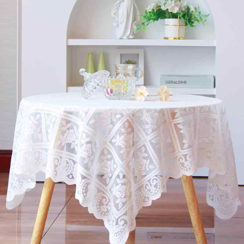 テーブルクロス おしゃれ レース スクエア スカラップ 透け感 ダイニング リビング 装飾 冷蔵庫 カバー 撮影 小道具 インテリア レトロ カントリー エレガント チェック 花柄 白