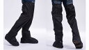 レイン レッグカバー 防水 メンズ レディース 雨具 自転車 バイク ゴム 面ファスナー 靴までカバー 速乾 泥除け 耐摩耗性 PVC 無地 黒 赤(4)