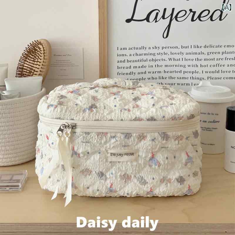 楽天フロントップ楽天市場店ポーチ 小物入れ 可愛い レディース くま リボン ゾウ コスメ バッグ 大容量 旅行 スキンケア 収納 ガーリー チャック 綿 セット コンパクト