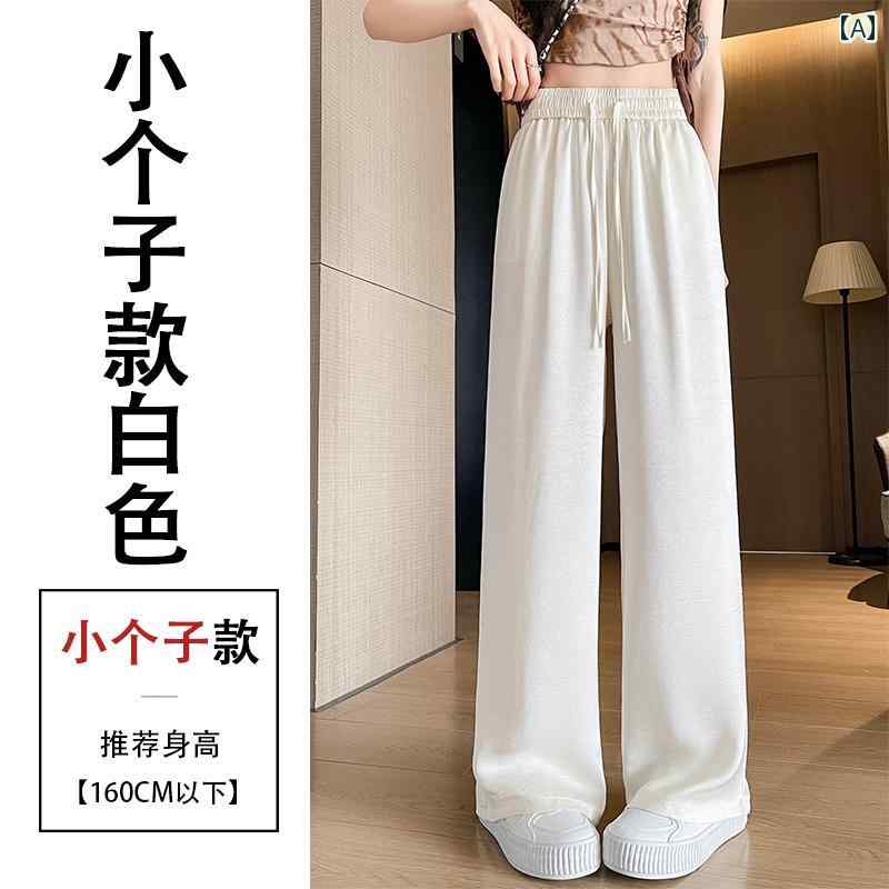 サテン パンツ レディース 大きいサイズ ハイウエストゴム きれいめ ワイド ジャカード ひんやり 涼しい ポケット ゆったり 着痩せ 脚長 細見え ストレート ロング リラックス イージー おしゃれ カジュアル チャイナ風 黒 白 シャンパン frontop-12689824 フロントップ楽天市場店 サンプル画像2