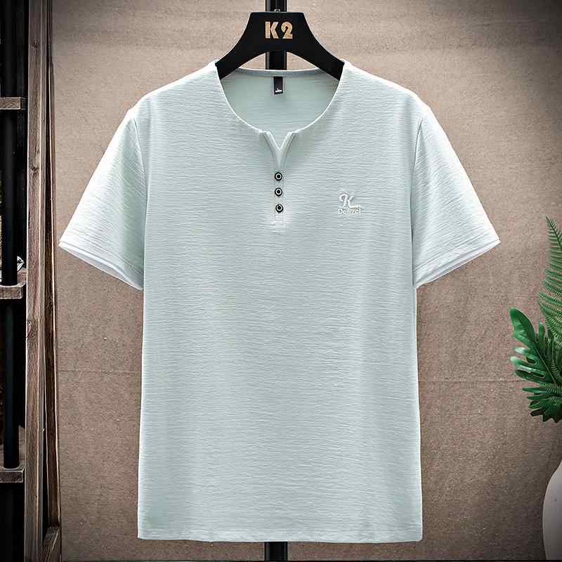 Plain - Tシャツ メンズ 半袖 Vネック ホワイト 無地 ワイド シンプル 夏 薄手 カジュアル ゆったり 開襟