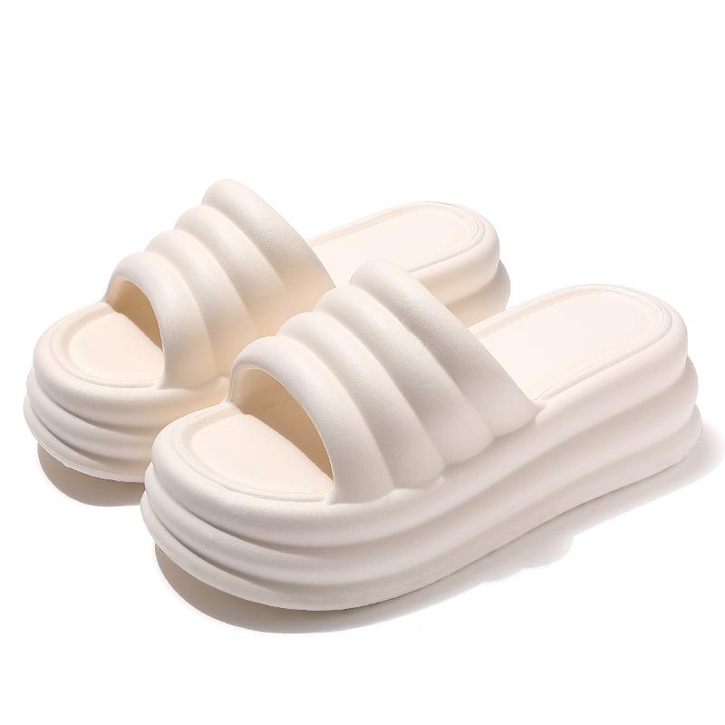 サンダル レディース 厚底 EVA 夏 滑りにくい 防臭 ふんわり 痛くなりにくい フラットソール 室内 屋外 カジュアル シンプル オープントゥ 白 黒 ピンク