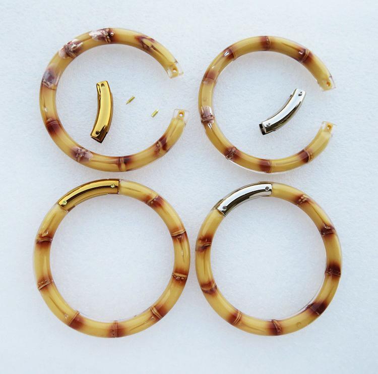 持ち手 竹モチーフ バッグハンドル ハンドメイド DIY 手芸用 パーツ 取っ手 円形 丸型 シルバー ゴール..