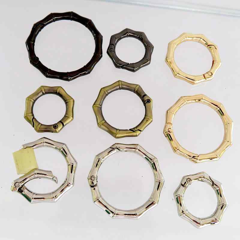 持ち手 取っ手 竹モチーフ バッグハンドル ハンドメイド DIY 手芸用 パーツ 開閉式 金属バックル カジュアル おしゃれ ブロンズ色 ゴールド シルバー