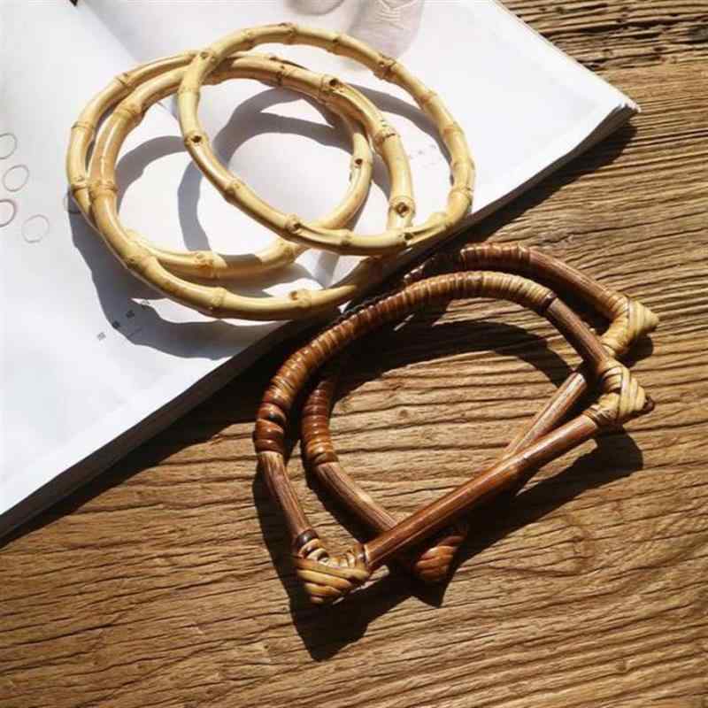 持ち手 取っ手 夏 竹 バンブー バッグハンドル ハンドメイド DIY 手芸用 パーツ D型 円形 丸型 U型 ハ..