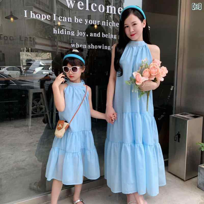 親子 ペアルック ワンピース 衣装 夏 ビーチ バカンス 母 娘 レディース 子ども ロ...