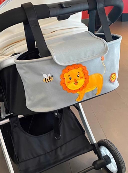 ベビーカー バッグ 収納 持ち運び オックスフォード ポケット ファスナー マザーズ ママ 大容量 おむつ ティッシュ ペットボトル 哺乳瓶 荷物 小物入れ バギー 便利 お出かけ お散歩 出産祝い ギフト かわいい 恐竜 ライオン ゾウ