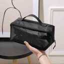 メイク道具 収納 バッグ 柔らかい チャック シンプル 黒 メッシュ レディース コスメ ポータブル 大容量 旅行 四角 透け スキンケア 香水