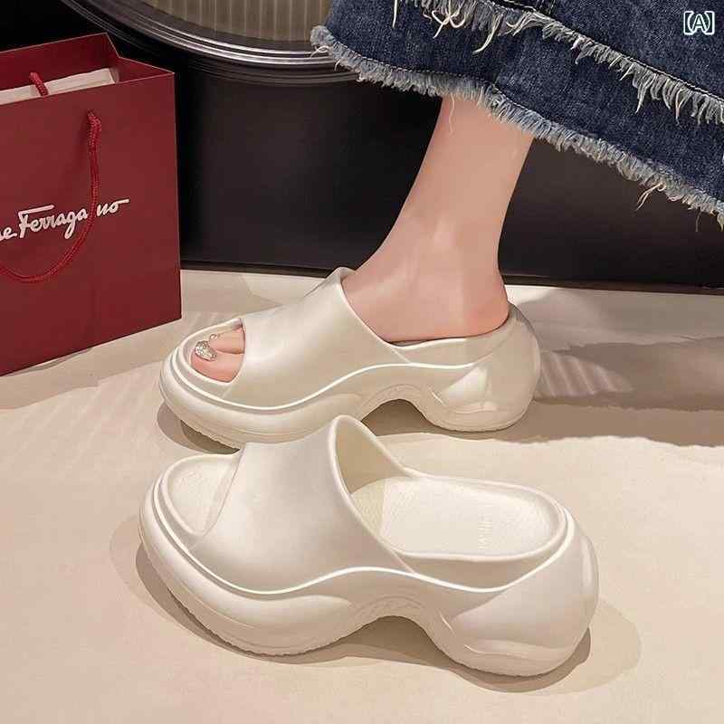 サンダル レディース 厚底 9cm 身長アップ EVA 夏 滑り止め シンプル カジュアル アウトドア 普段使い ビーチ 十字花 ネコ おしゃれ 白 黒 カーキ