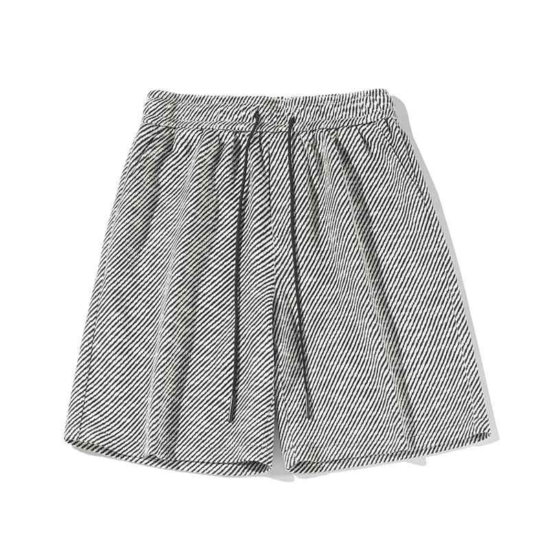 ハーフパンツ メンズ おしゃれ 黒白 ストライプ 夏 薄手 ワイド ストリート 高見え 五分丈 ゆったり 休日 ルームウェア