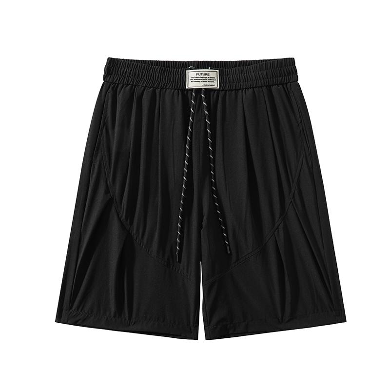 Short, Half Pants - ハーフパンツ メンズ おしゃれ ブラック 無地 ワイドシルエット 快適 夏 ウエストゴム