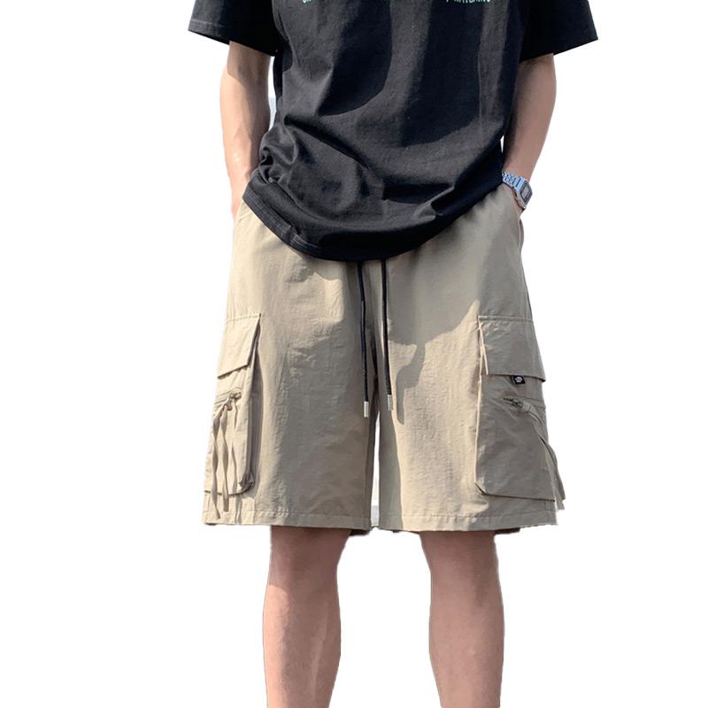 Pants - ハーフパンツ メンズ おしゃれ グレー ワイド 夏 薄手 ヴィンテージ風 収納ポケット ゆったり