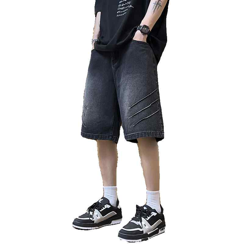 乐天商城 - ハーフパンツ メンズ おしゃれ デニム ヴィンテージ風 ウォッシュ加工 ゆったり ストレート 五分丈 夏