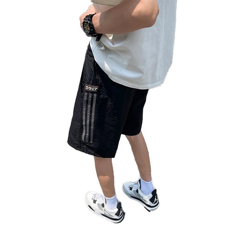 樂天商城 - ハーフパンツ メンズ おしゃれ ブラック ストライプ 薄手 夏 快適 ワイド アメリカ風 ゆったり 快適