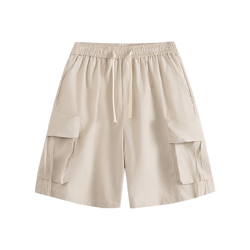 Cargo Shorts - ハーフパンツ メンズ おしゃれ ブラック 無地 カーゴポケット ストレート シンプル 五分丈 夏 快適 ゆったり