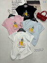 Tシャツ 半袖 ホワイト系 自転車 ガールプリント ビーズ 夏 韓国 カジュアル レディース ゆったり