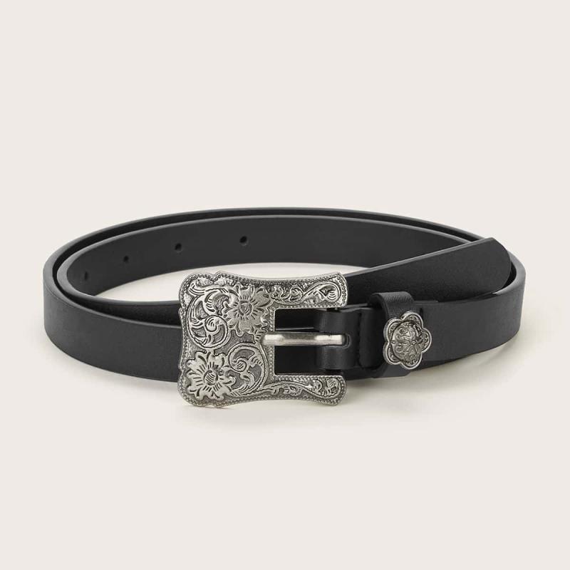 ベルト 黒 革 レディース 装飾 シンプル ジャカード 彫刻 バックル ヨーロピアン ヴィンテージ風 カジュアル おしゃれ