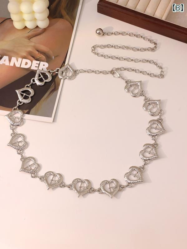 ベルト ゴールド ハート チェーン レディース くり抜き エレガント かわいい おしゃれ アクセサリー