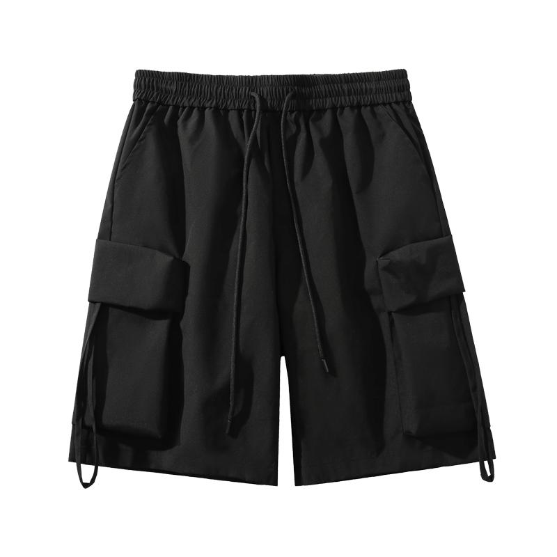 ハーフパンツ メンズ おしゃれ 黒 無地 ワイド 大きいポケット ミリタリー カーゴ 夏 ゆったり