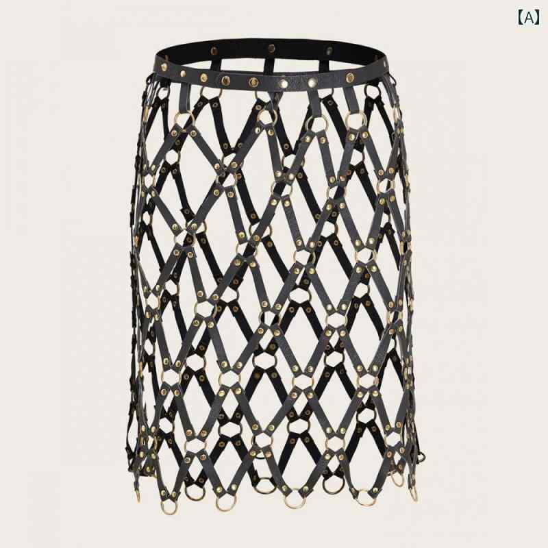 ベルト 黒 メッシュ メタルリング スタッズ セクシー パンク 個性 アクセサリー フェス 衣装 派手 レディース