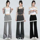 スカートパンツ レディース 柔らかい おしゃれ カジュアル 重ね着風 フレア 夏 薄手 スリム レース シンプル 普段使い レジャー 大きいサイズ グレー 黒