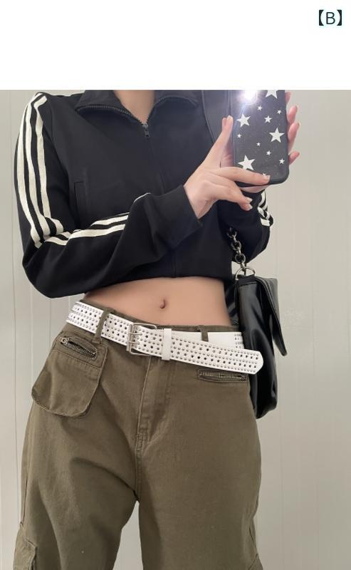 ベルト レディース 黒 星柄 スタッズ 飾り ヴィンテージ風 個性 おしゃれ 韓国 ハ...