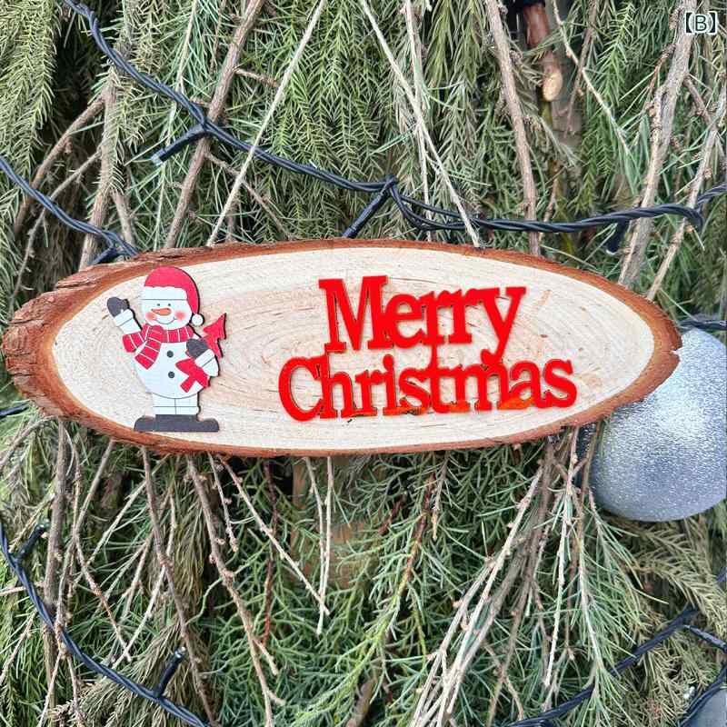クリスマス 飾り 玄関 プレート チャーム 木 英字 壁掛け ドア ツリー サンタクロ...