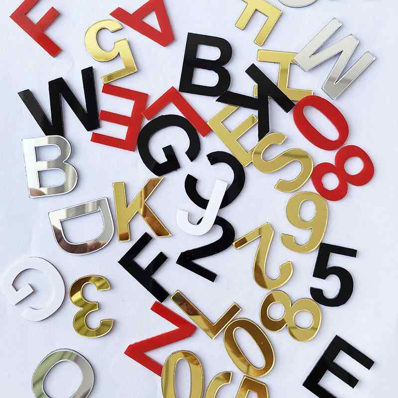 玄関 飾り 壁 装飾 プレート 英字 数字 ナンバー 手作り ロゴ DIY 立体 アクリル ステッカー 光沢 反射 シンプル 大きいサイズ 白 黒 ゴールド インテリア