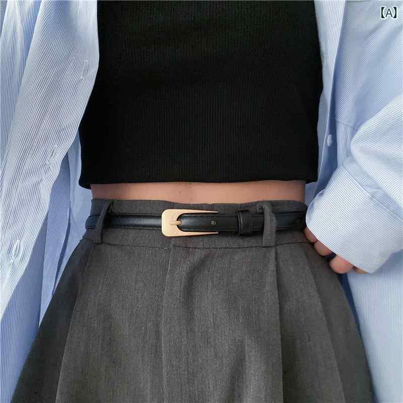 ベルト レディース 細 ブラック 韓国 ヴィンテージ シンプル スーツ デニム パンツ 合わせ 夏 アクセサリー