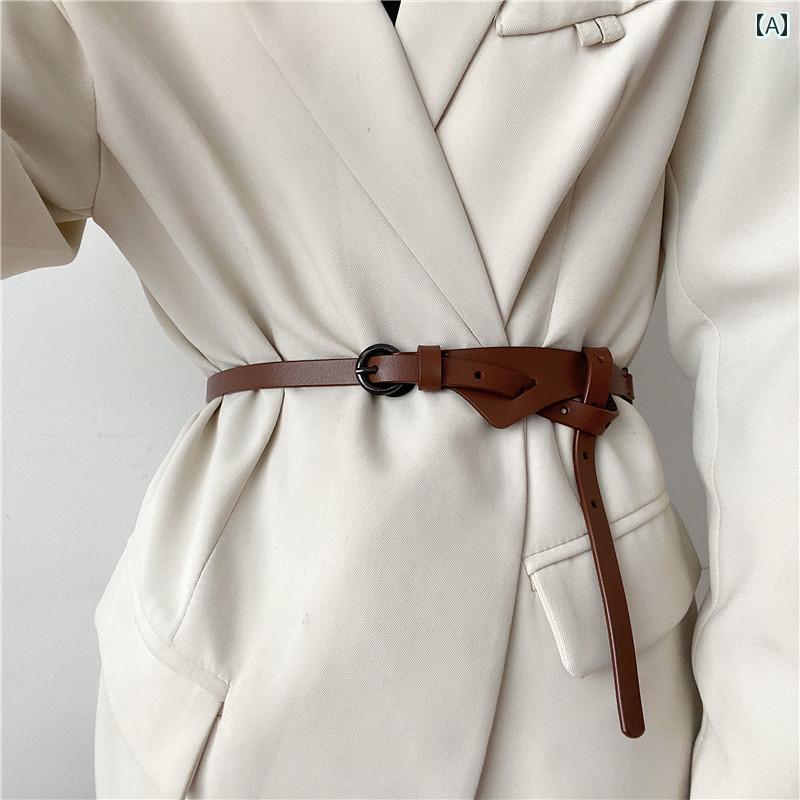 ベルト 革 細 黒 シンプル 韓国 レトロ 小物 アクセント スーツ ワンピース ウエストマーク フォーマル カジュアル