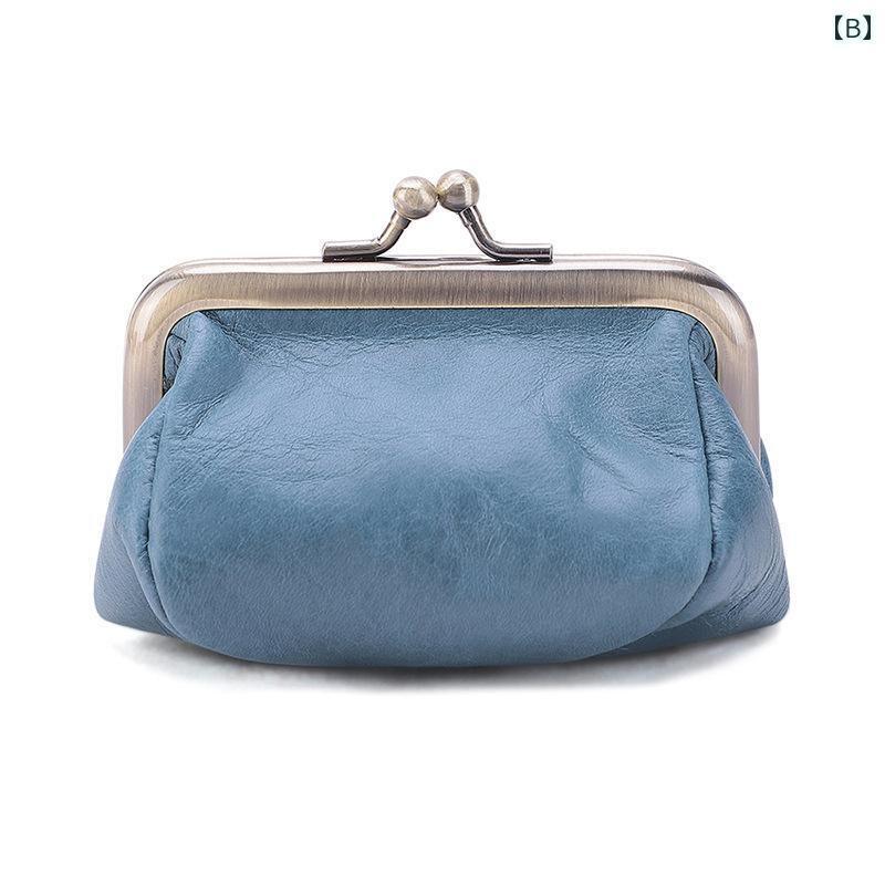 がま口財布 小銭入れ 牛革 ソフト 化粧品 アクセサリー イヤホン 収納 ポーチ 小物入れ ミニサイズ レトロ おしゃれ シンプル 無地 緑 青 オレンジ プレゼント 誕生日