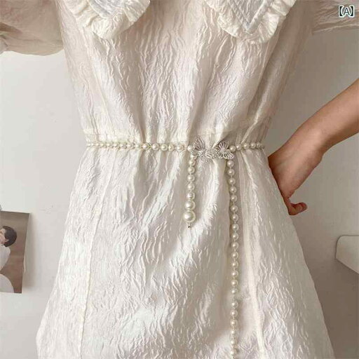 ベルト パール チェーン ホワイト 細 上品 ワンピース 装飾 アクセサリー ドレス 腰飾り フェミニン 春夏 レディース ベルト パール チェーン ホワイト 細 上品 ワンピース 装飾 アクセサリー ドレス 腰飾り フェミニン 春夏 レディース