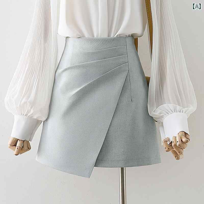 ミニ スカート 大人 きれいめ aライン プリーツ タック ハイウエスト タイト 春夏 シンプル 無地
