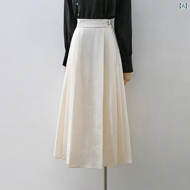 きれいめ スカート オフィス 大人 上品 ジャカード ハイウエスト チャイナボタン 春 中華風 型 マーメイド ロング丈