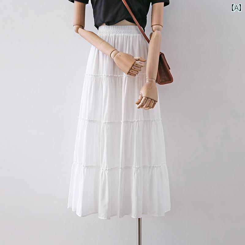 樂天商城 - きれいめ スカート オフィス 大人 上品 ハイウエスト ミモレ丈 ゴムウエスト 体型カバー フレア 大きめ シルエット 夏 シンプル