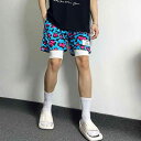 ショートパンツ メンズ レディース 大きいサイズ 夏 メッシュ 通気性 速乾 ウエストゴム ポケット 重ね着風 半ズボン 短パン おしゃれ カジュアル スポーツ バスケットボール ランニング アメリカン ヒョウ ゼブラ ストライプ ピンク 白 青(4)