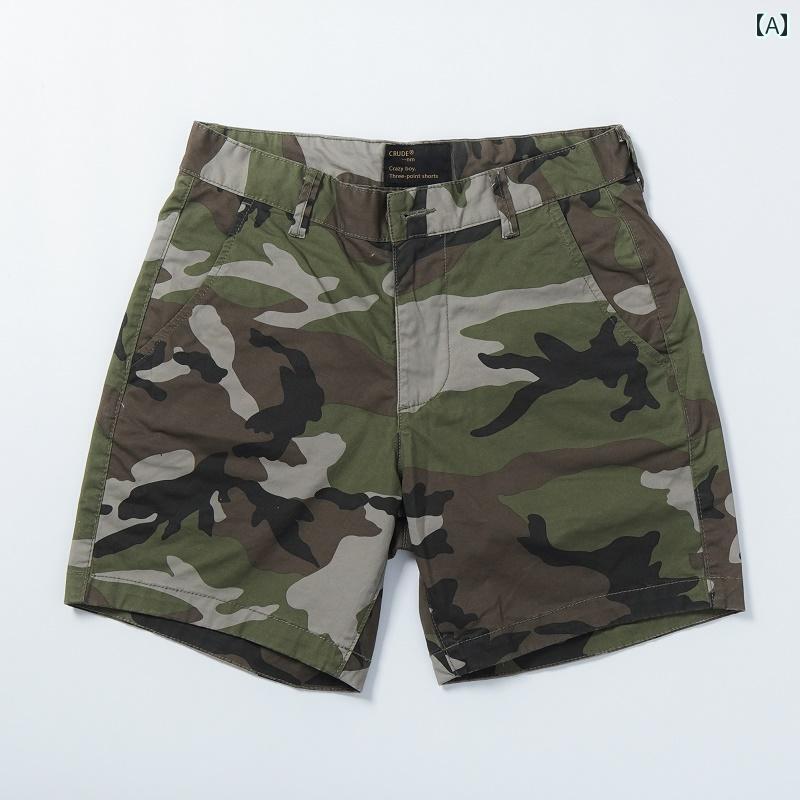 生地: キャンバスパターン: 迷彩ウエストタイプ:ミッドハイウエスト適用季節：夏服装バージョン: スリムパンツ丈：ショートパンツ(膝上まで着用)生地の機能: 防汚素材構成: コットン