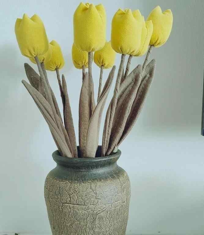 造花 布 インテリア リビング 玄関 寝室 装飾 花束 アレンジメント ディスプレイ 撮影 小物 シンプル かわいい 黄 チューリップ