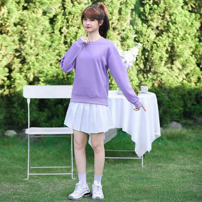 お揃い 大人 レディース メンズ キッズ 大きいサイズ ゆったり 長袖 プルオーバー ラウンドネック プリーツスカート ロングパンツ 友達 チーム イベント カジュアル 無地 青 緑 紫