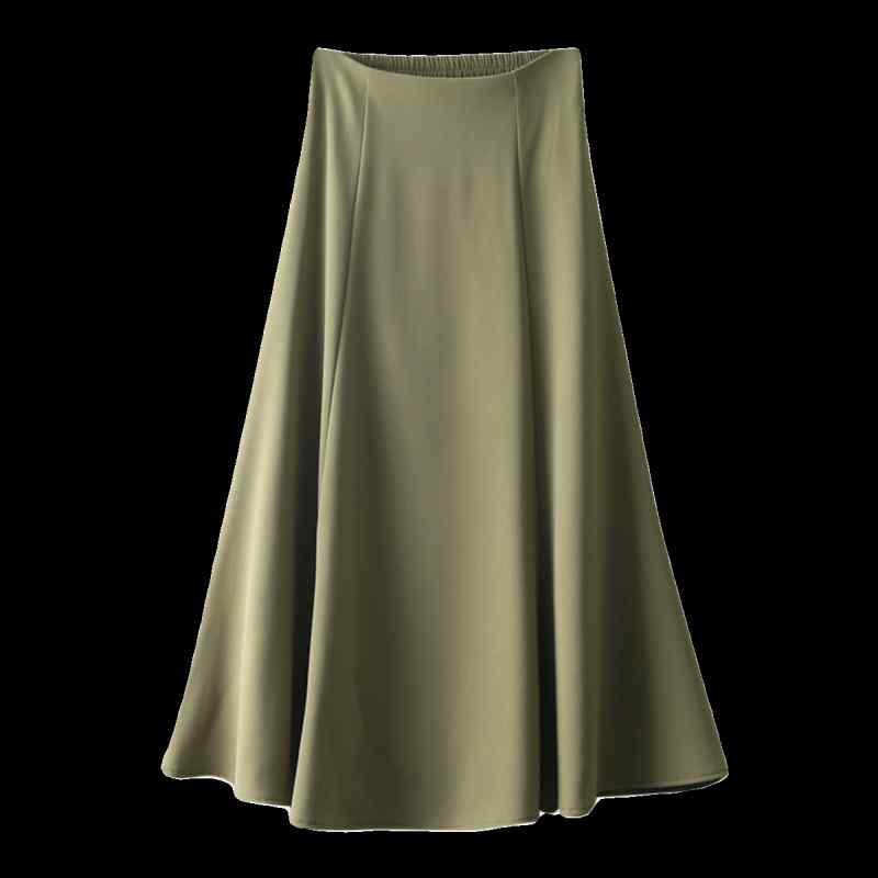 きれいめ スカート オフィス 大人 上品 緑 フィッシュテール ストレート ゆったり 韓国 ロング丈 春秋 ミモレ丈