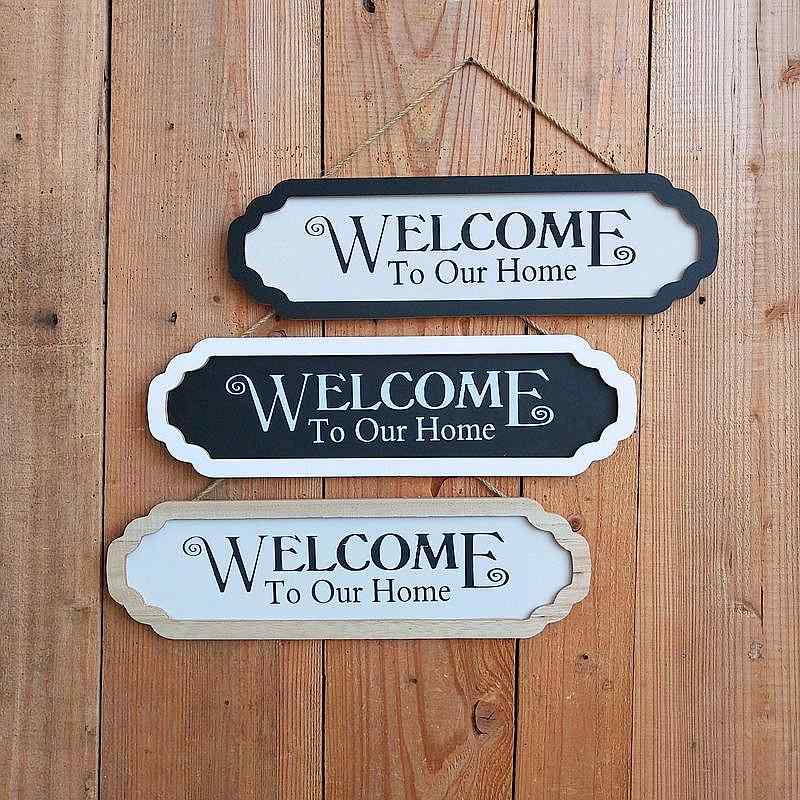 welcome サイン プレート 木 ロープ 吊り下げ 玄関 ドア 壁飾り インテリア 家庭 ヨーロピアン レトロ ..